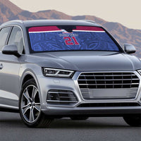 Queensland Samoa Custom Auto Sun Shade Maroon-Blue Pacific Polynesian Tribal Pattern - Polynesian Pride