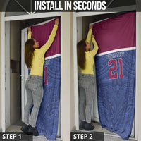 Queensland Samoa Custom Door Cover Maroon-Blue Pacific Polynesian Tribal Pattern - Polynesian Pride