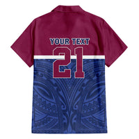 Queensland Samoa Custom Family Matching Summer Maxi Dress and Hawaiian Shirt Maroon-Blue Pacific Polynesian Tribal Pattern LT9 - Polynesian Pride