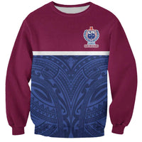 Queensland Samoa Custom Sweatshirt Maroon-Blue Pacific Polynesian Tribal Pattern