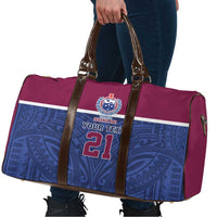Queensland Samoa Custom Travel Bag Maroon-Blue Pacific Polynesian Tribal Pattern - Polynesian Pride