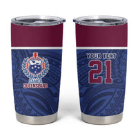 Queensland Samoa Custom Tumbler Cup Maroon-Blue Pacific Polynesian Tribal Pattern