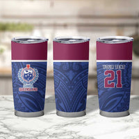 Queensland Samoa Custom Tumbler Cup Maroon-Blue Pacific Polynesian Tribal Pattern