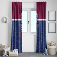 Queensland Samoa Custom Window Curtain Maroon-Blue Pacific Polynesian Tribal Pattern