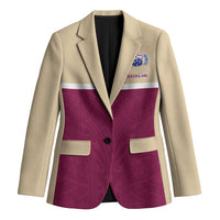 Queensland Samoa Custom Blazer Maroon Pacific Polynesian Tribal Pattern - Polynesian Pride