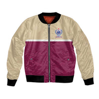 Queensland Samoa Custom Bomber Jacket Maroon Pacific Polynesian Tribal Pattern LT9 Unisex Maroon - Polynesian Pride