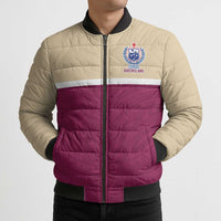 Queensland Samoa Custom Bomber Puffer Jacket Maroon Pacific Polynesian Tribal Pattern - Polynesian Pride