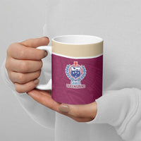 Queensland Samoa Custom Ceramic Mug Maroon Pacific Polynesian Tribal Pattern - Polynesian Pride