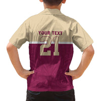 Queensland Samoa Custom Family Matching Off The Shoulder Long Sleeve Dress and Hawaiian Shirt Maroon Pacific Polynesian Tribal Pattern