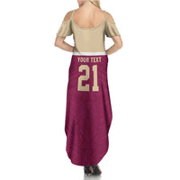 Queensland Samoa Custom Family Matching Summer Maxi Dress and Hawaiian Shirt Maroon Pacific Polynesian Tribal Pattern LT9 - Polynesian Pride