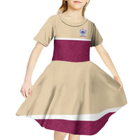 Queensland Samoa Custom Kid Short Sleeve Dress Maroon Pacific Polynesian Tribal Pattern