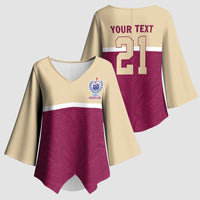 Queensland Samoa Custom Kimono Sleeve Blouse Maroon Pacific Polynesian Tribal Pattern - Polynesian Pride