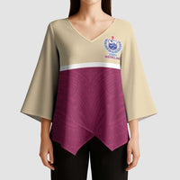 Queensland Samoa Custom Kimono Sleeve Blouse Maroon Pacific Polynesian Tribal Pattern - Polynesian Pride