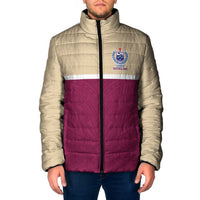 Queensland Samoa Custom Padded Jacket Maroon Pacific Polynesian Tribal Pattern - Polynesian Pride