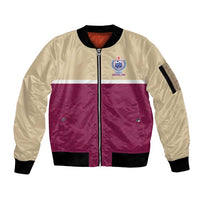 Queensland Samoa Custom Sleeve Zip Bomber Jacket Maroon Pacific Polynesian Tribal Pattern LT9 Unisex Maroon - Polynesian Pride