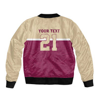 Queensland Samoa Custom Sleeve Zip Bomber Jacket Maroon Pacific Polynesian Tribal Pattern LT9 - Polynesian Pride