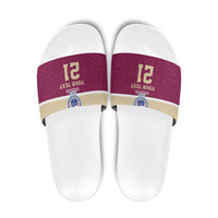 Queensland Samoa Custom Slide Sandals Maroon Pacific Polynesian Tribal Pattern - Polynesian Pride