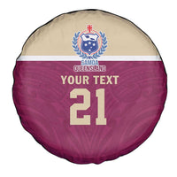 Queensland Samoa Custom Spare Tire Cover Maroon Pacific Polynesian Tribal Pattern