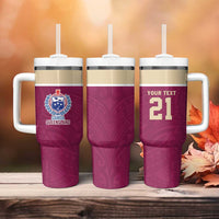 Queensland Samoa Custom Tumbler With Handle Maroon Pacific Polynesian Tribal Pattern