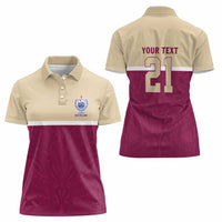 Queensland Samoa Custom Women Polo Shirt Maroon Pacific Polynesian Tribal Pattern