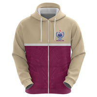 Queensland Samoa Custom Zip Hoodie Maroon Pacific Polynesian Tribal Pattern