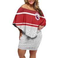 Queensland Tonga Custom Family Matching Off Shoulder Short Dress and Hawaiian Shirt QLD with Tongan Ngatu Pattern