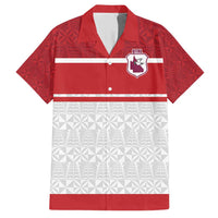 Queensland Tonga Custom Family Matching Short Sleeve Bodycon Dress and Hawaiian Shirt QLD with Tongan Ngatu Pattern LT9 Dad's Shirt - Short Sleeve Red - Polynesian Pride