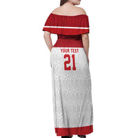 Queensland Tonga Custom Off Shoulder Maxi Dress QLD with Tongan Ngatu Pattern LT9 - Polynesian Pride