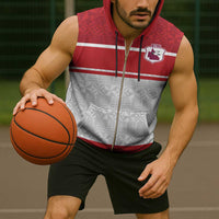 Queensland Tonga Custom Sleeveless Zip Hoodie QLD with Tongan Ngatu Pattern - Polynesian Pride