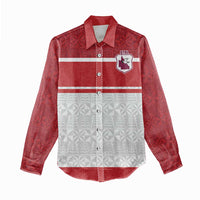Queensland Tonga Custom Women Casual Shirt QLD with Tongan Ngatu Pattern LT9 - Polynesian Pride