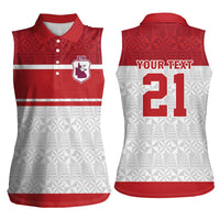 Queensland Tonga Custom Women Sleeveless Polo Shirt QLD with Tongan Ngatu Pattern