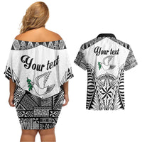 Personalised Tonga 676 Couples Matching Off Shoulder Short Dress and Hawaiian Shirt Tribal Kupesi Ngatu Unique