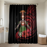 Huli Wigmen Tribe Hela Province Bathroom Set Papua New Guinea Indigenous Pattern LT9 Shower Curtain Only Black - Polynesian Pride