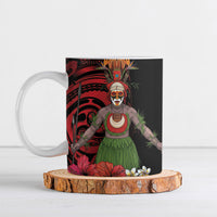 Huli Wigmen Tribe Hela Province Ceramic Mug Papua New Guinea Indigenous Pattern LT9 Black - Polynesian Pride