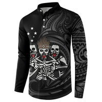 Skeleton Tribe Simbu Province Button Sweatshirt Papua New Guinea Indigenous Pattern LT9 - Polynesian Pride