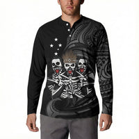 Skeleton Tribe Simbu Province Button Sweatshirt Papua New Guinea Indigenous Pattern LT9 - Polynesian Pride