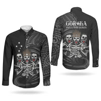 Skeleton Tribe Simbu Province Couples Matching Tank Maxi Dress and Long Sleeve Button Shirt Papua New Guinea Indigenous Pattern LT9 - Polynesian Pride
