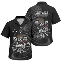 Skeleton Tribe Simbu Province Family Matching Short Sleeve Bodycon Dress and Hawaiian Shirt Papua New Guinea Indigenous Pattern LT9 Son's Shirt Black - Polynesian Pride