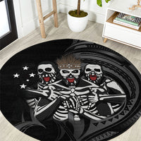 Skeleton Tribe Simbu Province Round Carpet Papua New Guinea Indigenous Pattern LT9 Black - Polynesian Pride