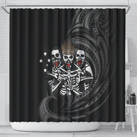 Skeleton Tribe Simbu Province Shower Curtain Papua New Guinea Indigenous Pattern LT9 - Polynesian Pride