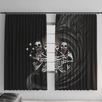 Skeleton Tribe Simbu Province Window Curtain Papua New Guinea Indigenous Pattern LT9 With Hooks Black - Polynesian Pride
