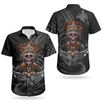 Mokomoko Tribe Eastern Highlands Province Couples Matching Long Sleeve Bodycon Dress and Hawaiian Shirt Papua New Guinea Indigenous Pattern LT9 - Polynesian Pride