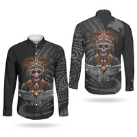 Mokomoko Tribe Eastern Highlands Province Couples Matching Puletasi and Long Sleeve Button Shirt Papua New Guinea Indigenous Pattern LT9 - Polynesian Pride