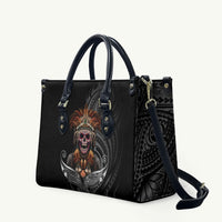 Mokomoko Tribe Eastern Highlands Province Leather Bag Papua New Guinea Indigenous Pattern LT9 Black - Polynesian Pride