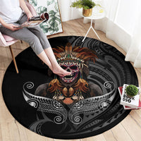 Mokomoko Tribe Eastern Highlands Province Round Carpet Papua New Guinea Indigenous Pattern LT9 - Polynesian Pride