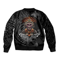 Mokomoko Tribe Eastern Highlands Province Sleeve Zip Bomber Jacket Papua New Guinea Indigenous Pattern LT9 - Polynesian Pride