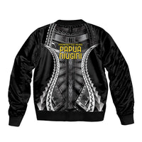 Independen Stet bilong Papua Niugini 1975 Sleeve Zip Bomber Jacket Black Tribal Papua New Guinea Province Flag LT9 - Polynesian Pride