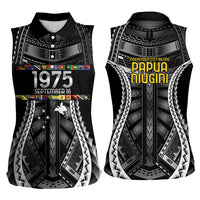 Independen Stet bilong Papua Niugini 1975 Women Sleeveless Polo Shirt Black Tribal Papua New Guinea Province Flag LT9 - Polynesian Pride