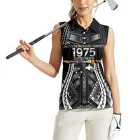 Independen Stet bilong Papua Niugini 1975 Women Sleeveless Polo Shirt Black Tribal Papua New Guinea Province Flag LT9 - Polynesian Pride