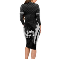 New Zealand Aotearoa Rugby Long Sleeve Bodycon Dress Haka Dance Mixed Silver Fern Sporty Style LT9 - Polynesian Pride